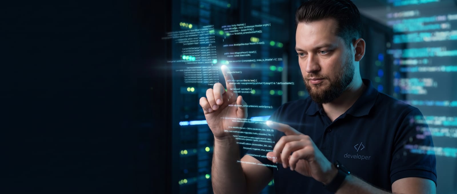 Web developer building a website